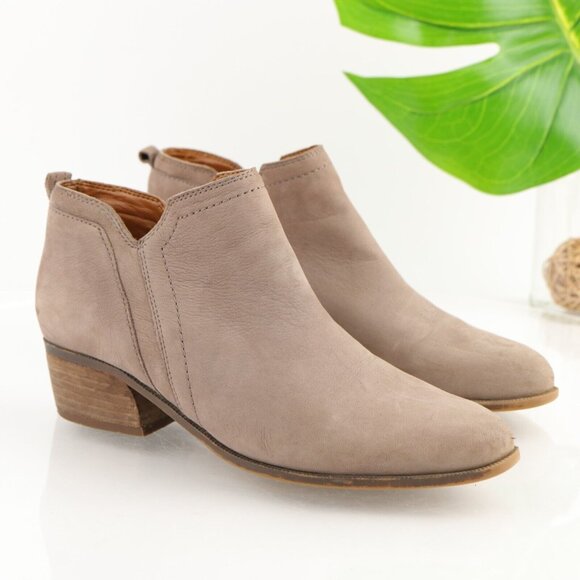 Franco Sarto Womens Laslo Boot Size 8 Tan Nubuck Bootie Low Block Heel Comfy - Picture 12 of 12